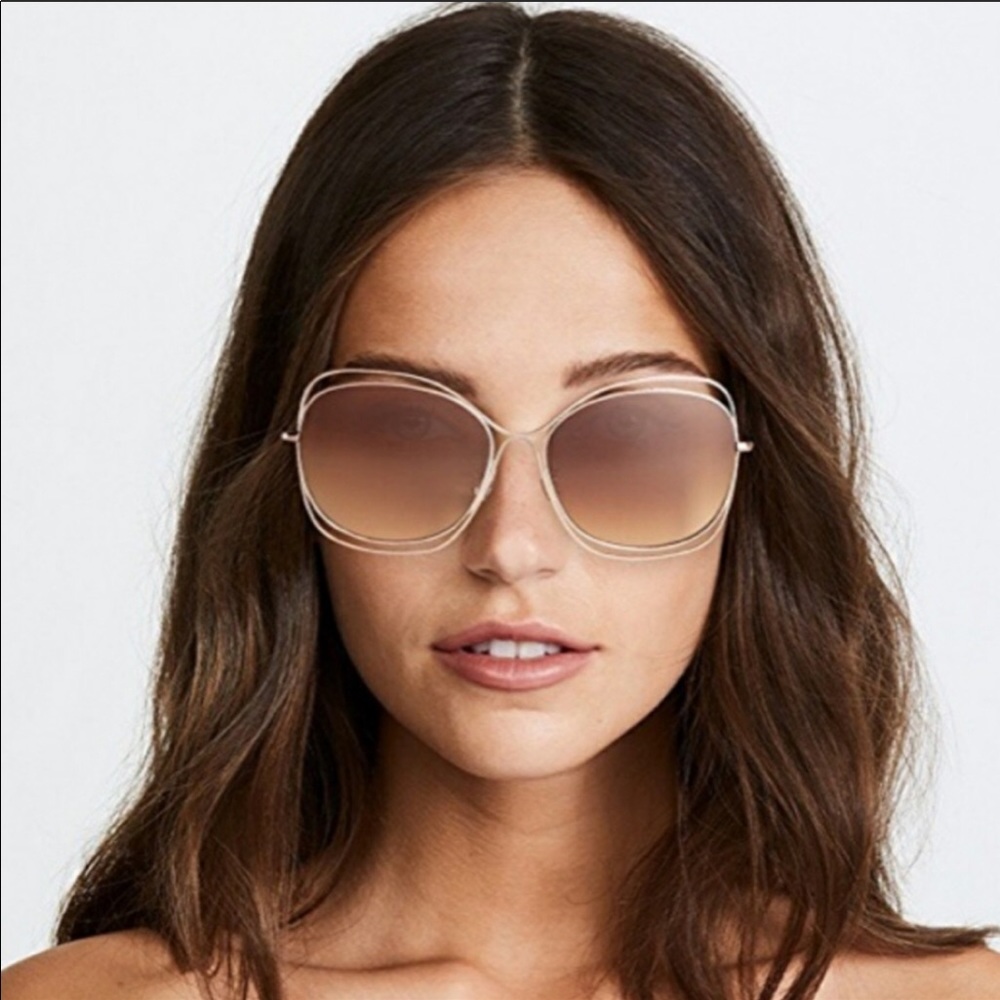 Alice & Olivia Collins Sunglasses Rose Gold SZ 60